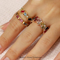 Topsy Turvy Rainbow Sapphire Eternity Ring - Benny's Gems Creations
