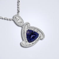 Trilliant Tanzanite Diamond Pendant - Benny's Gems Creations