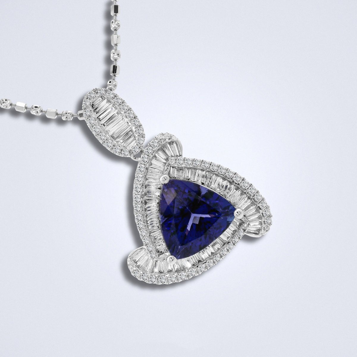 Trilliant Tanzanite Diamond Pendant - Benny's Gems Creations