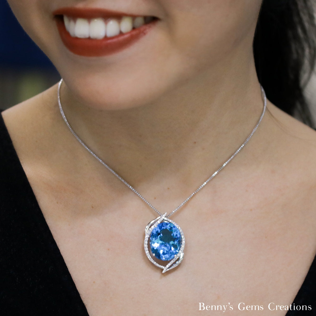 Tropical Oasis Topaz Diamond Pendant - Benny's Gems Creations