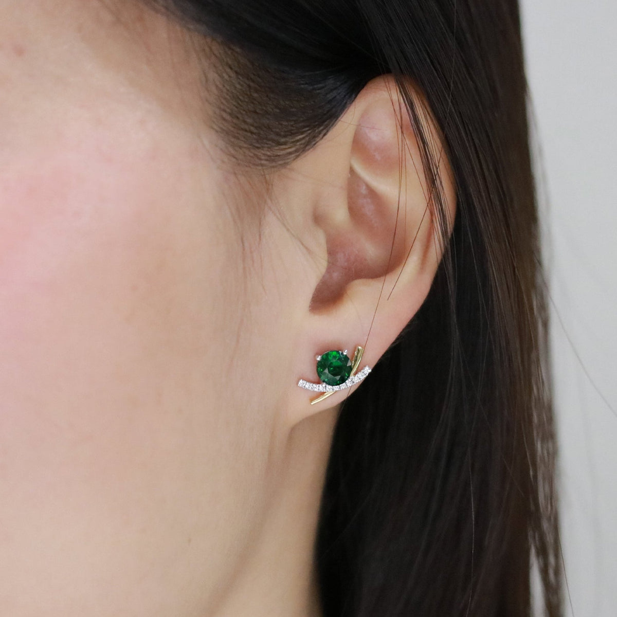 Tsavorite Crush Diamond Earrings - Benny's Gems Creations