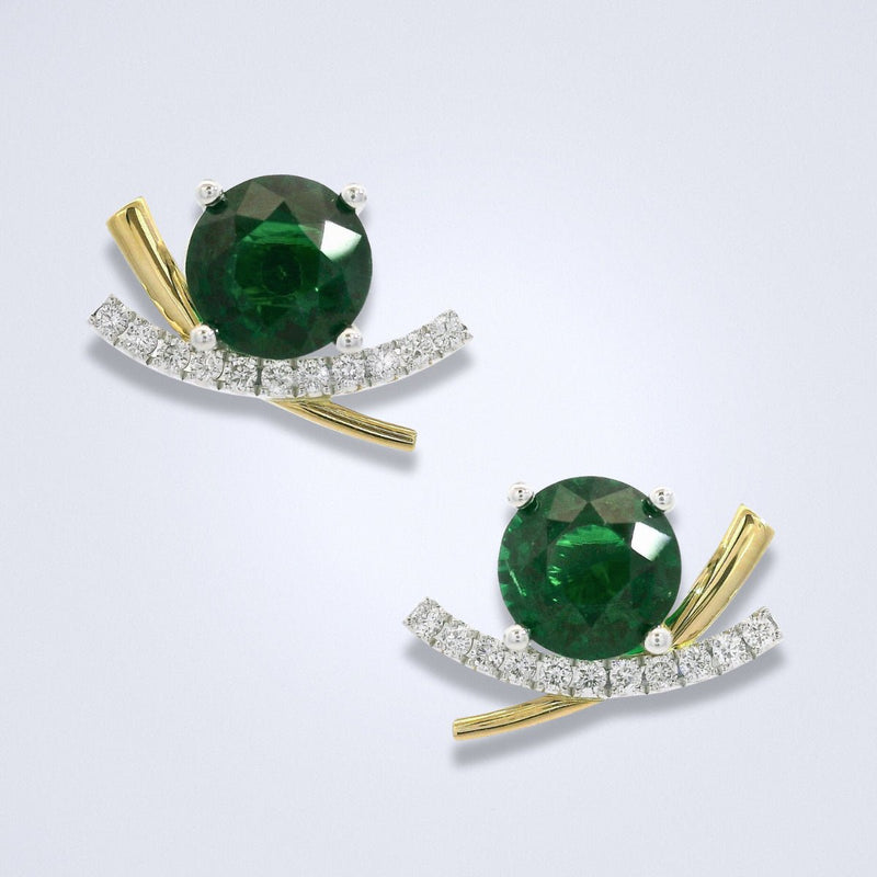 Tsavorite Crush Diamond Earrings - Benny's Gems Creations