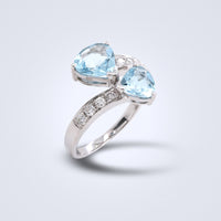 Twin Aquamarine Diamond Twist Ring - Benny's Gems Creations