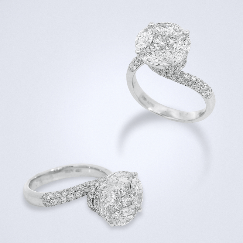 Twisty Illusion White Gold Diamond Ring