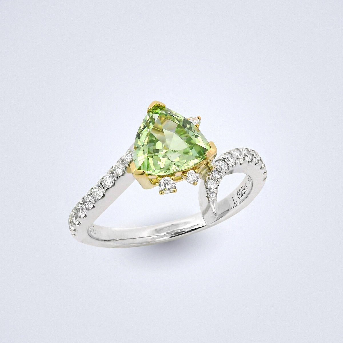 Verdant Glow Grossular Garnet Diamond Ring - Benny's Gems Creations