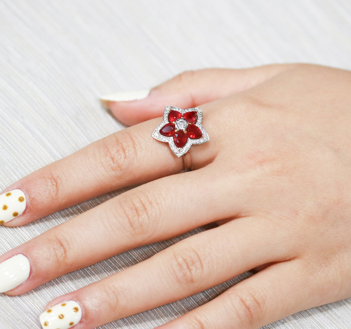 Vintage Unheated Ruby Star Diamond Ring - Benny's Gems Creations