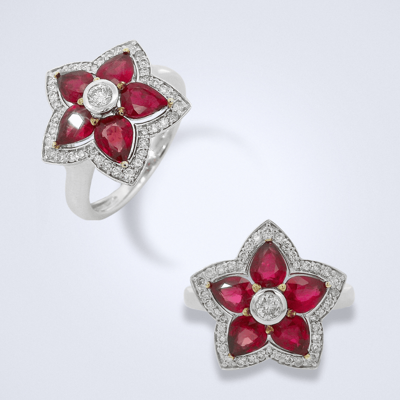 Vintage Unheated Ruby Star Diamond Ring - Benny's Gems Creations