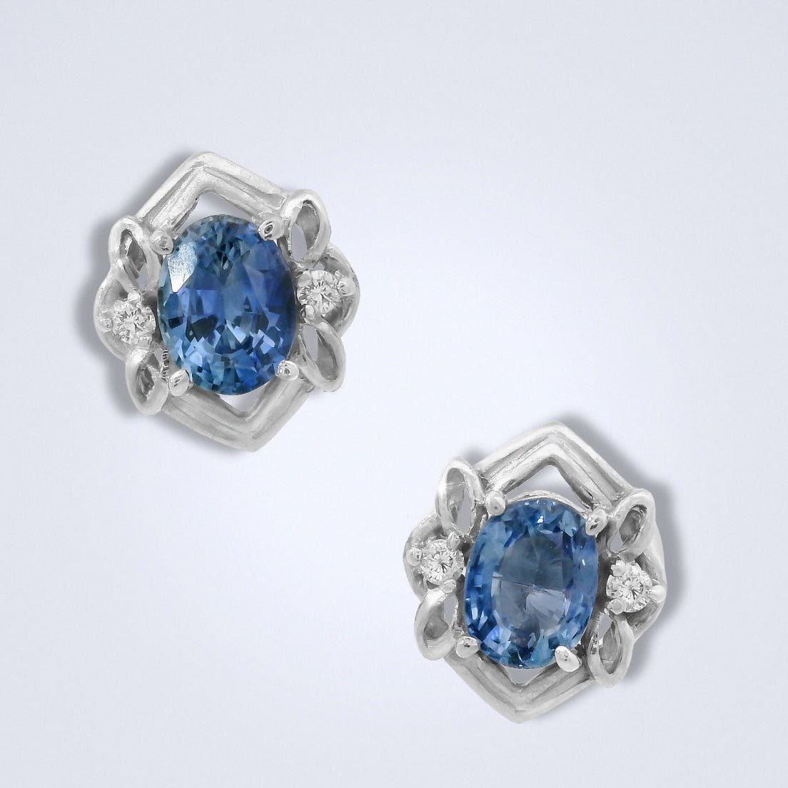Vintage White Gold Sapphire Earrings - Benny's Gems Creations
