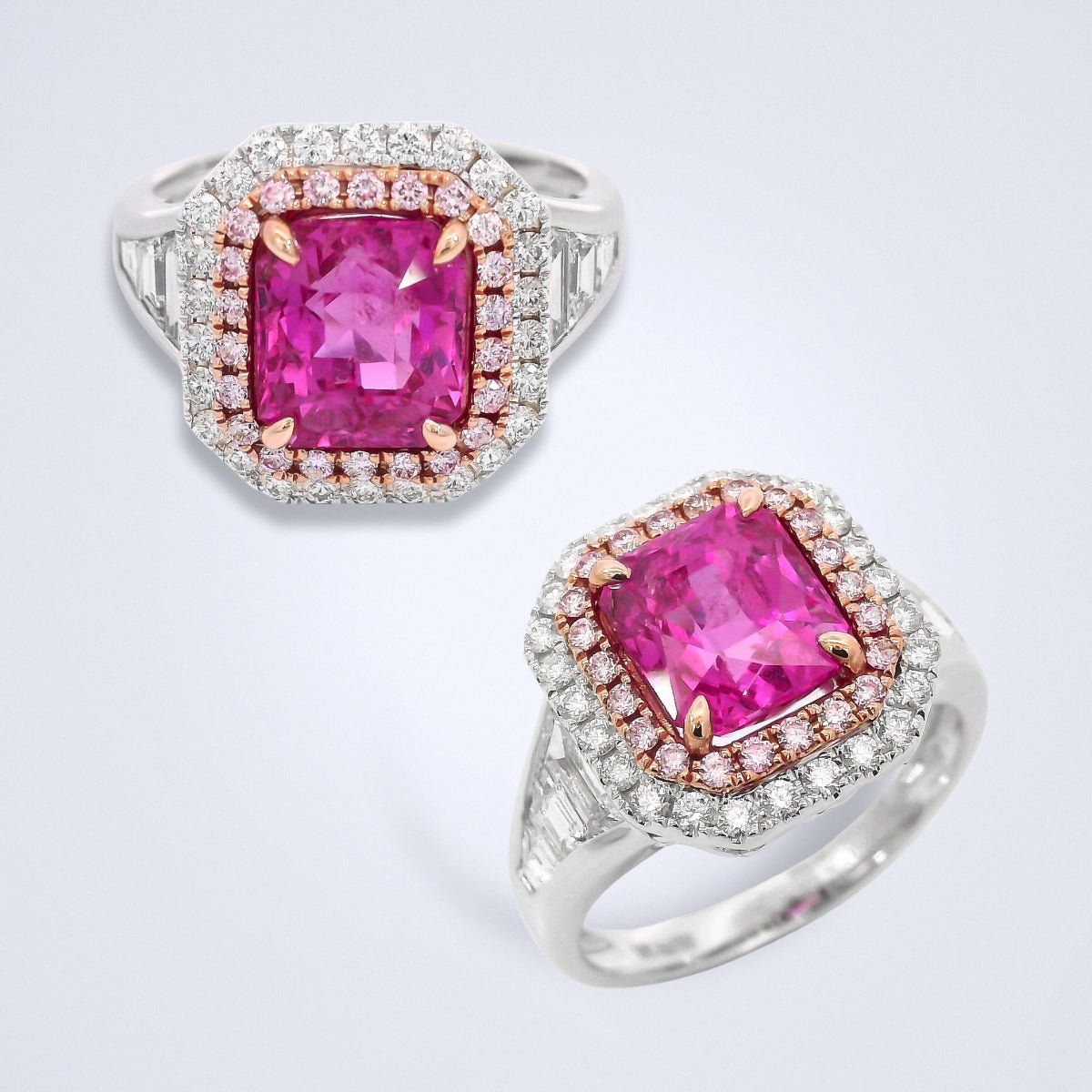 Vivid Pink Sapphire Diamond Ring - Benny's Gems Creations