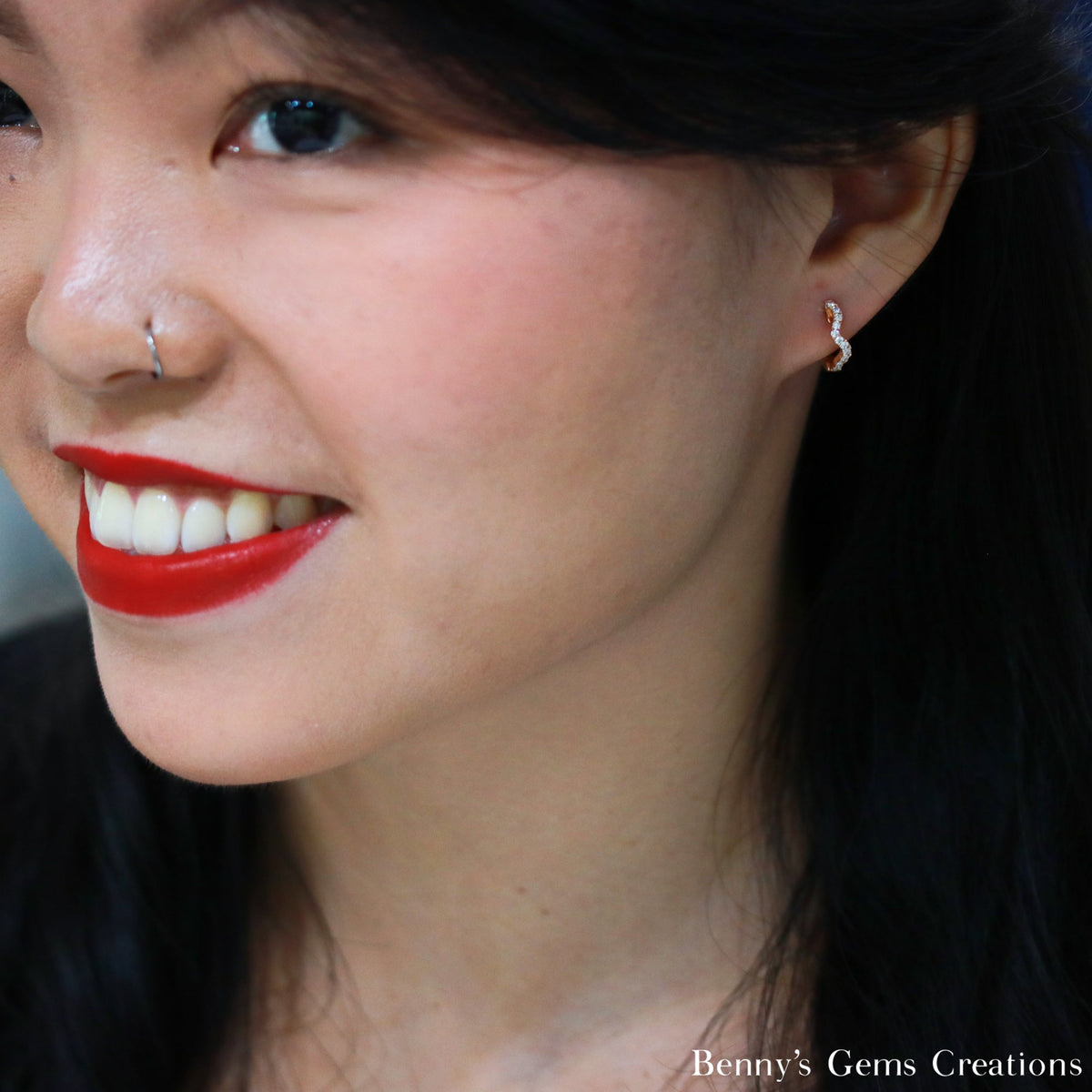 Wavy Diamond Huggies - Benny's Gems Creations