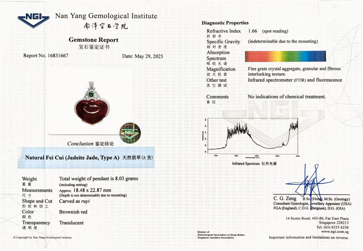 White Gold Brown Jade Diamond Pendant - Benny's Gems Creations