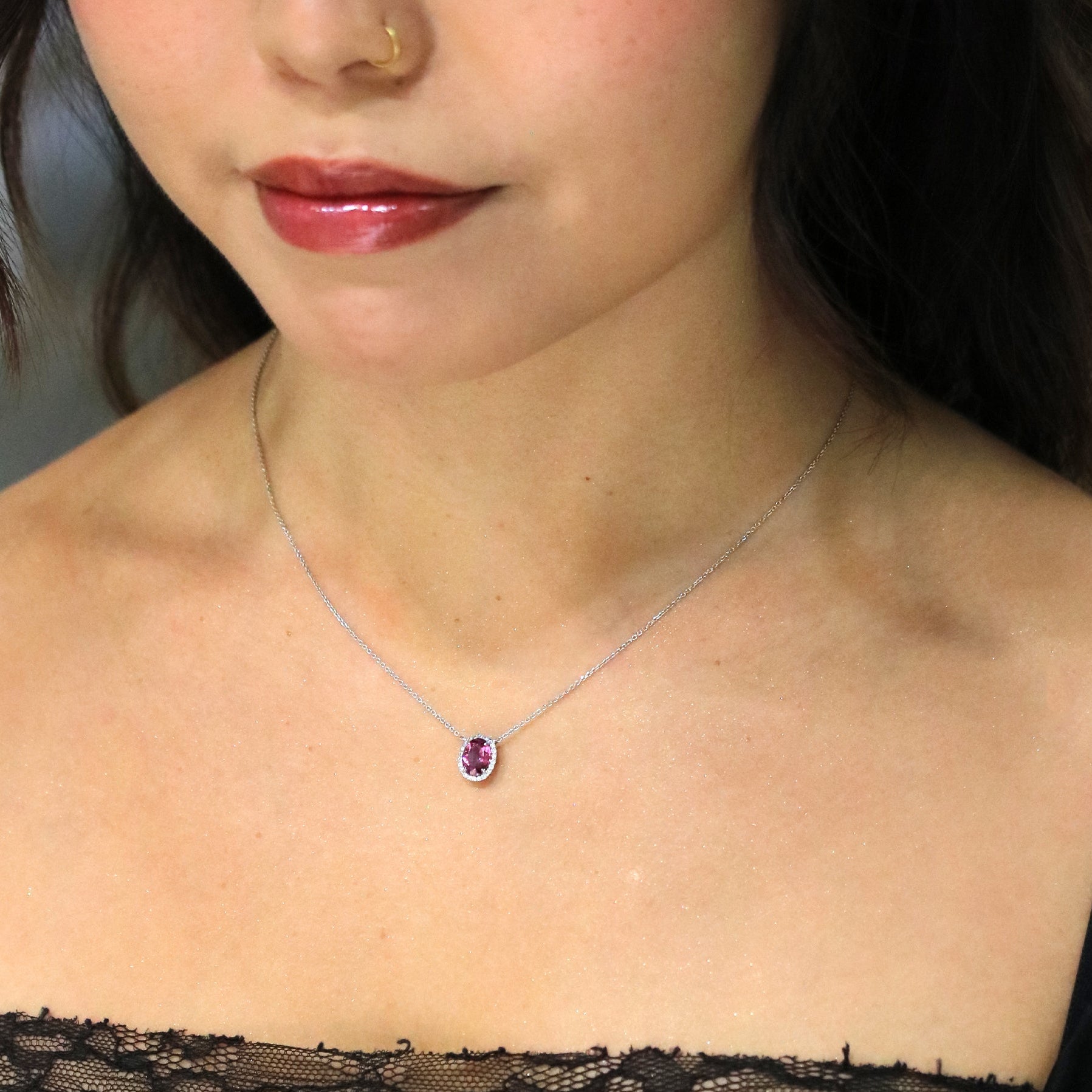 White Gold Tourmaline Diamond Necklace - Benny's Gems Creations