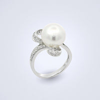 White South Sea Pearl Diamond Loop Ring - Benny's Gems Creations