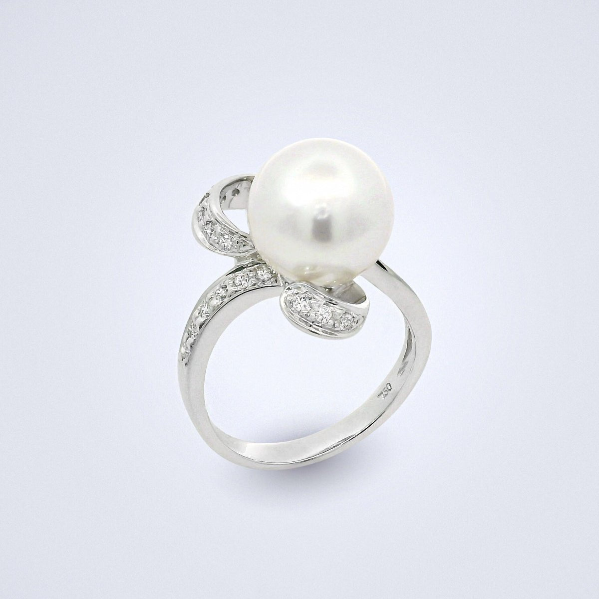 White South Sea Pearl Diamond Loop Ring - Benny's Gems Creations