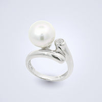 White South Sea Pearl Diamond Solitaire Ring - Benny's Gems Creations
