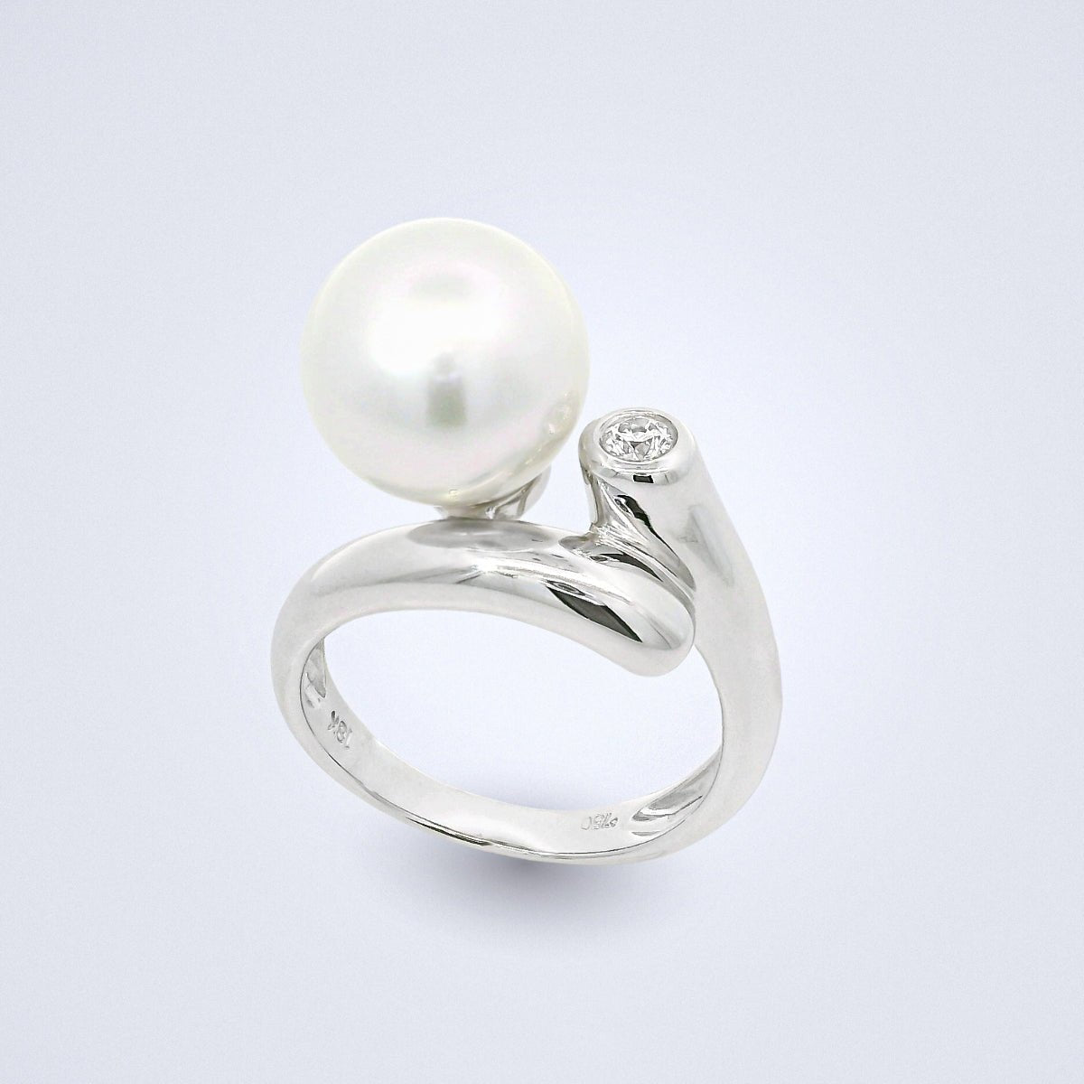 White South Sea Pearl Diamond Solitaire Ring - Benny's Gems Creations