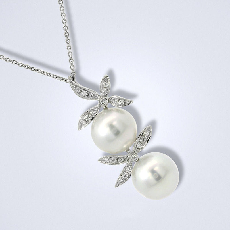 White South Sea Pearl Duo Drop Pendant - Benny's Gems Creations