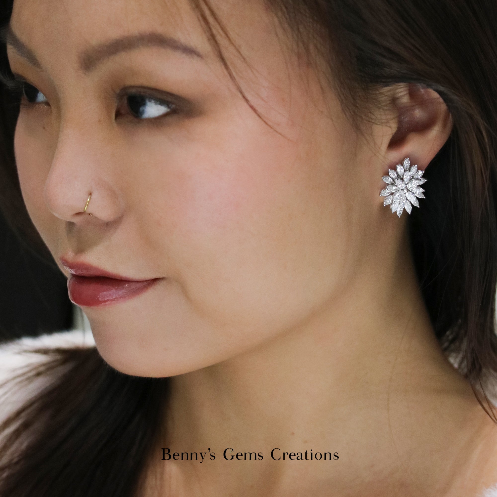 White Supernova Diamond Earrings - Benny's Gems Creations