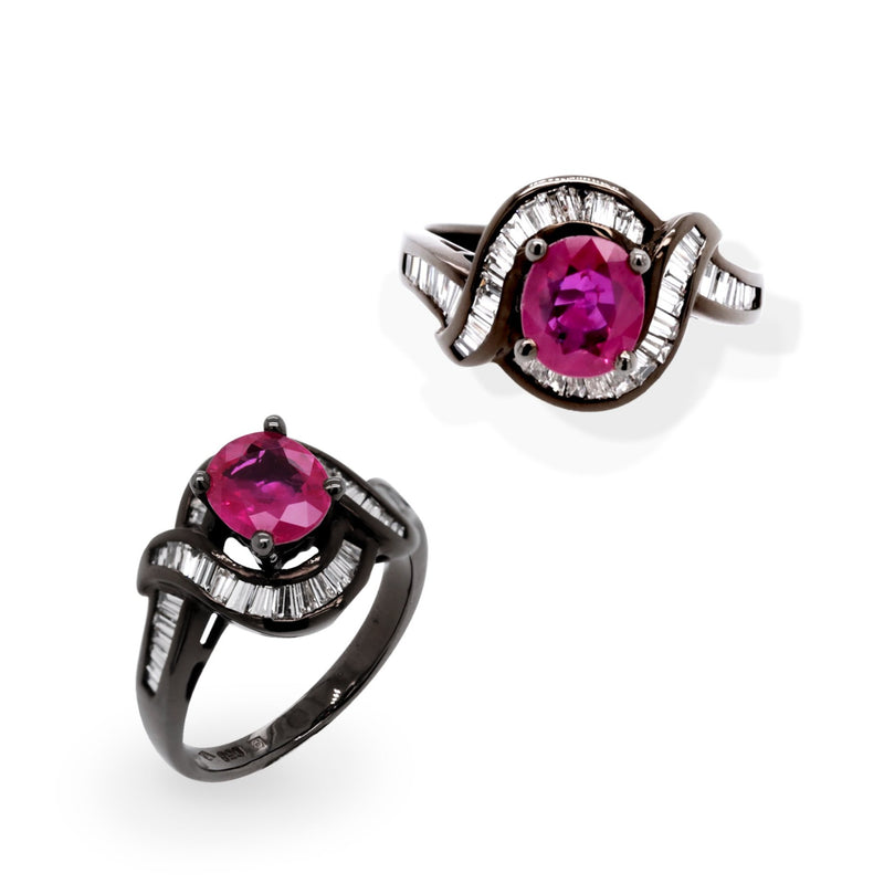 black gold ruby diamond ring