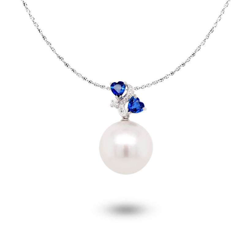south sea pearl diamond sapphire pendant