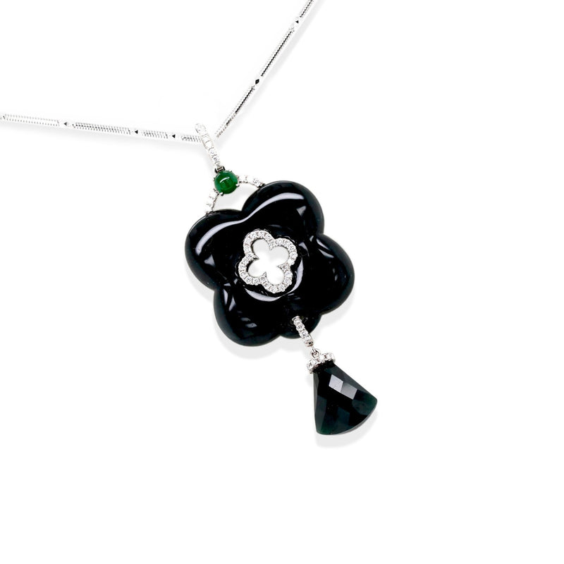 black jade diamond pendant