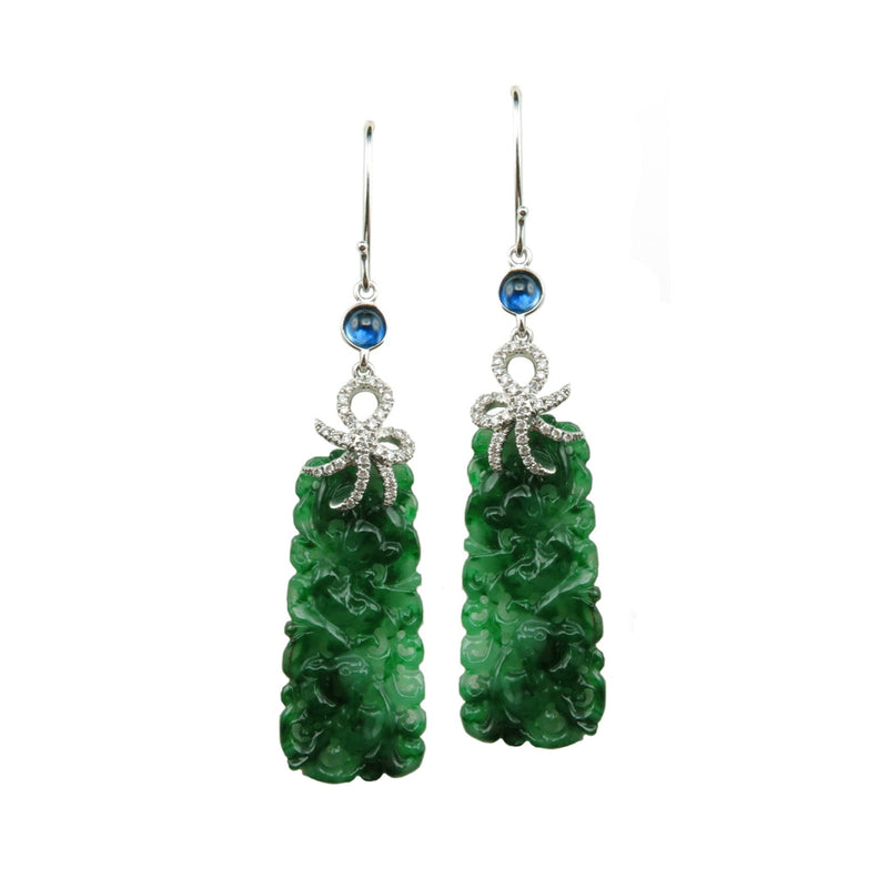 jadeite sapphire diamond earrings
