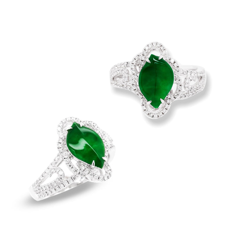 Glowing Leaf Green Jade Ring
