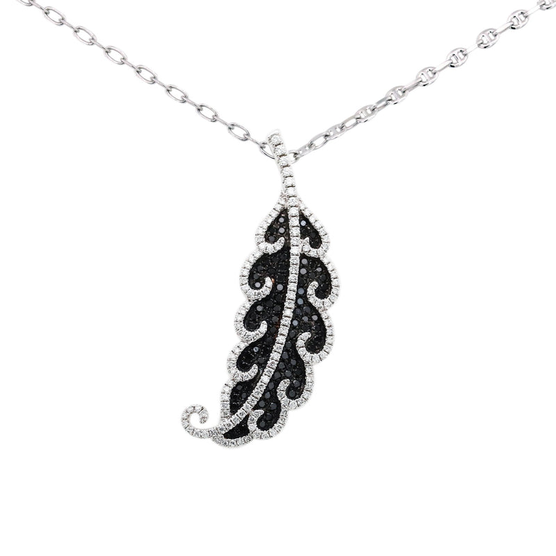 black diamond leaf pendant