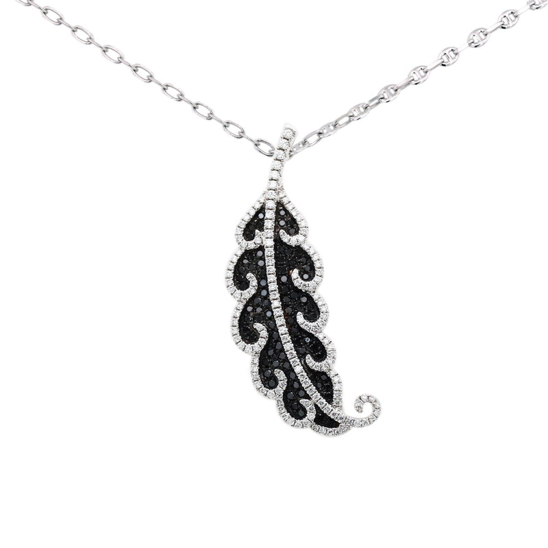 black diamond leaf pendant