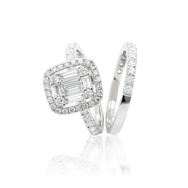 classic cluster diamond ring set