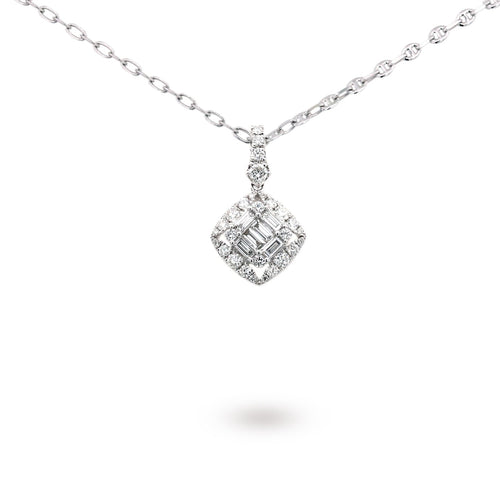square illusion diamond pendant