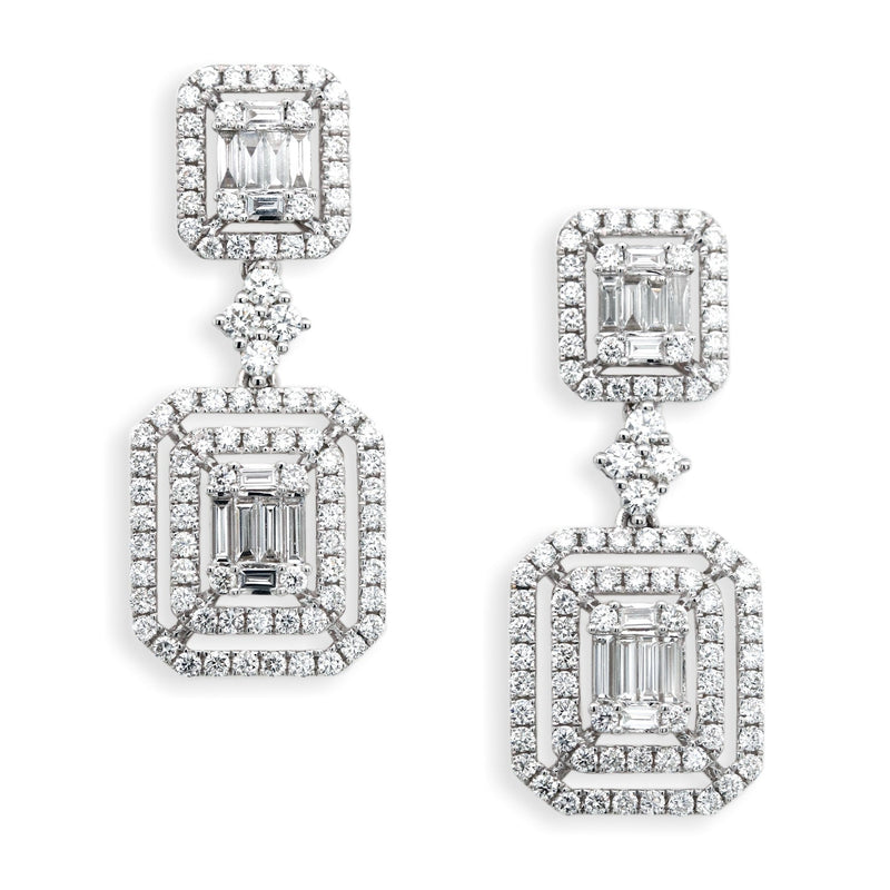glamorous diamond dangling earrings