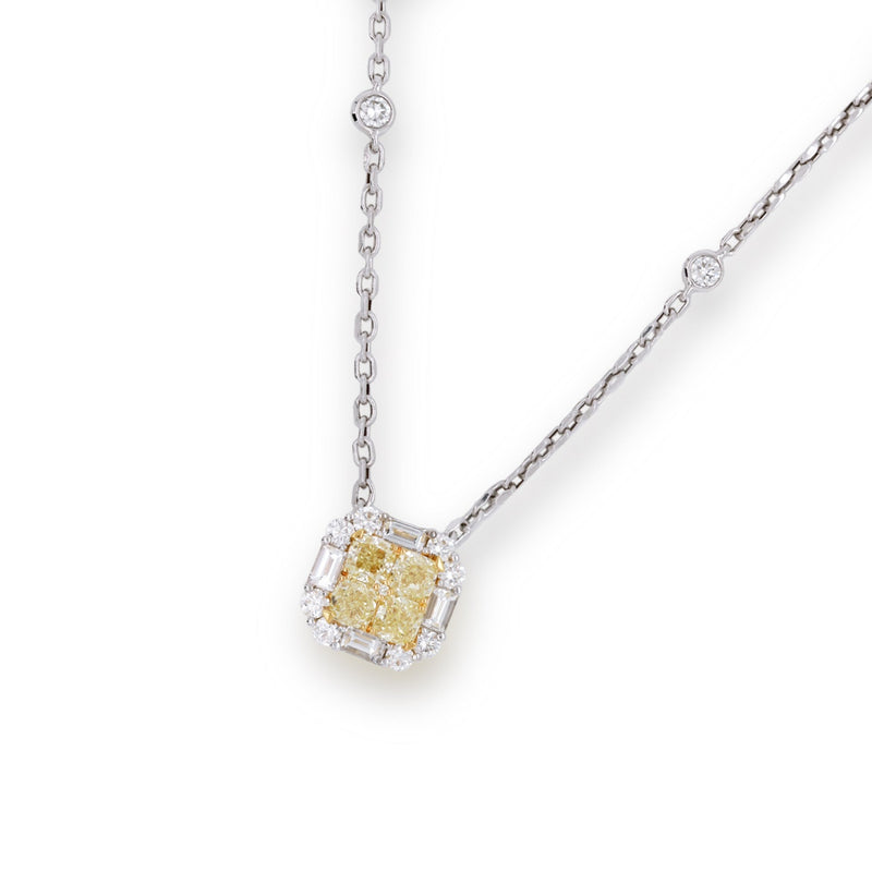 cluster yellow diamond necklace