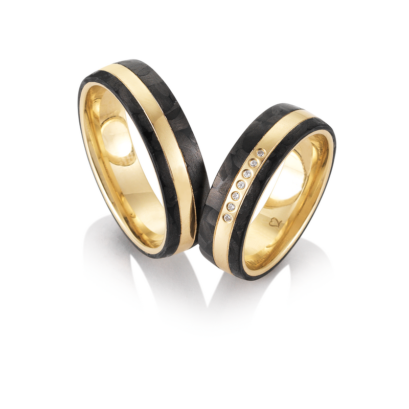 Breuning Carbon Striped Wedding Band