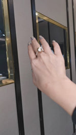 Elegant Golden Pearl Diamond Ring