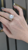 Audacious White Pearl Diamond Ring