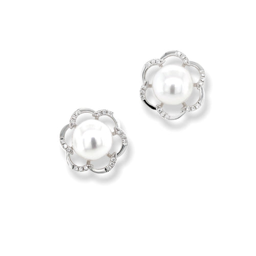 flower pearl diamond earrings