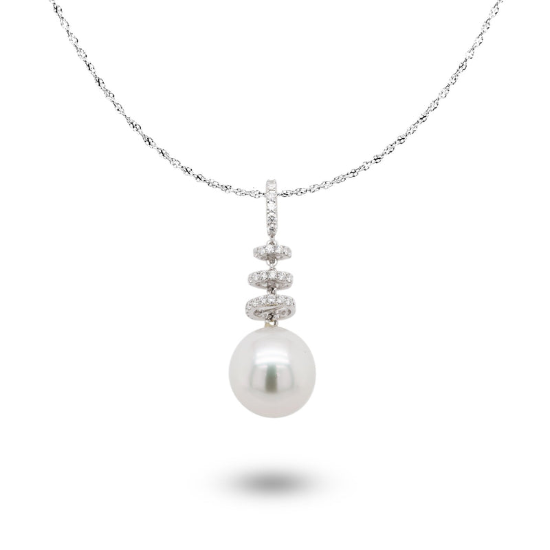 White Pearl Diamond Pendant