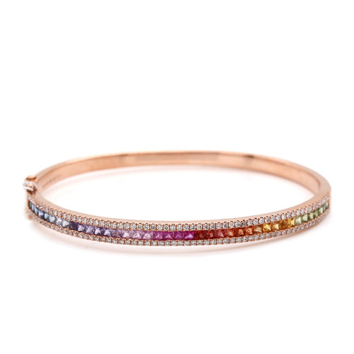 rainbow sapphire diamond bangle 18
