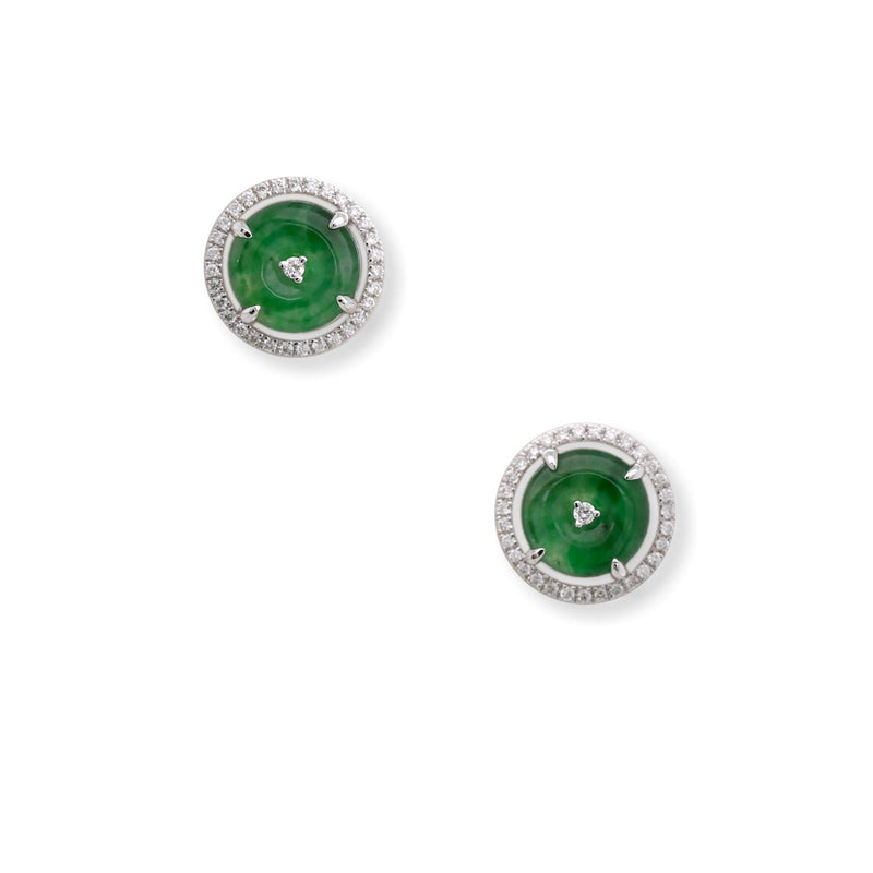 jade discs diamond earrings