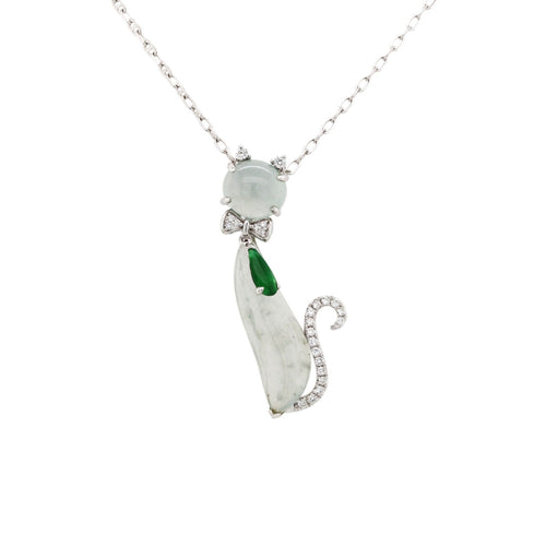 icy jade cat pendant