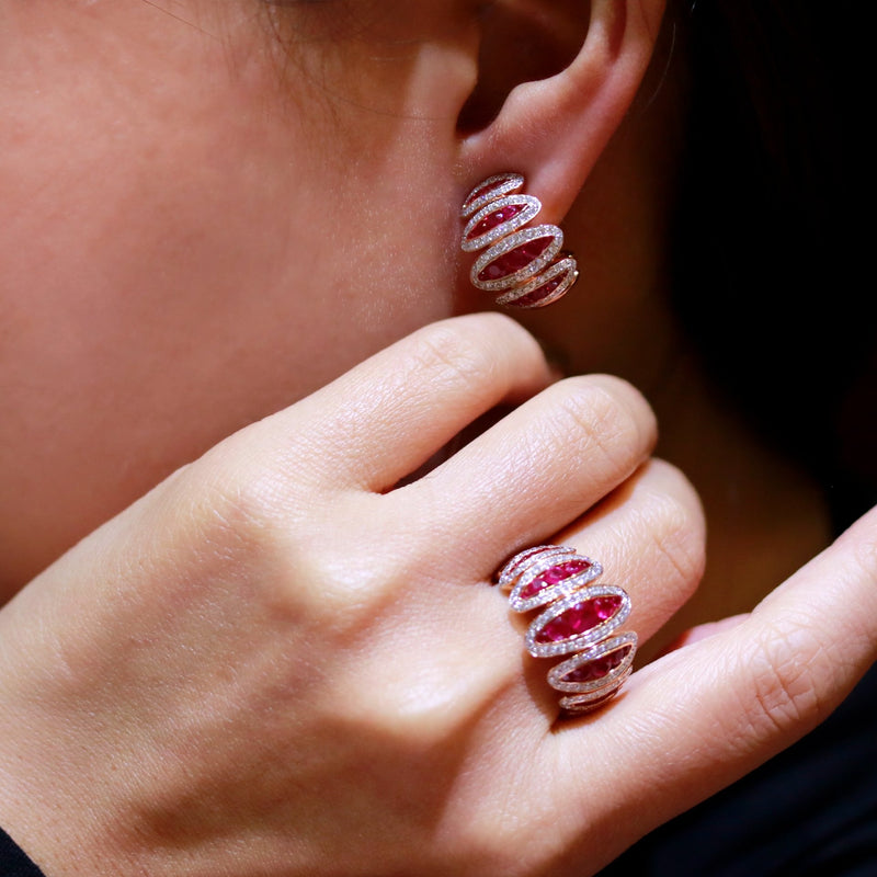 ruby diamond earring ring set