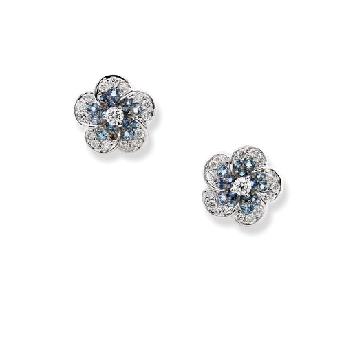 blue plumeria sapphire earrings