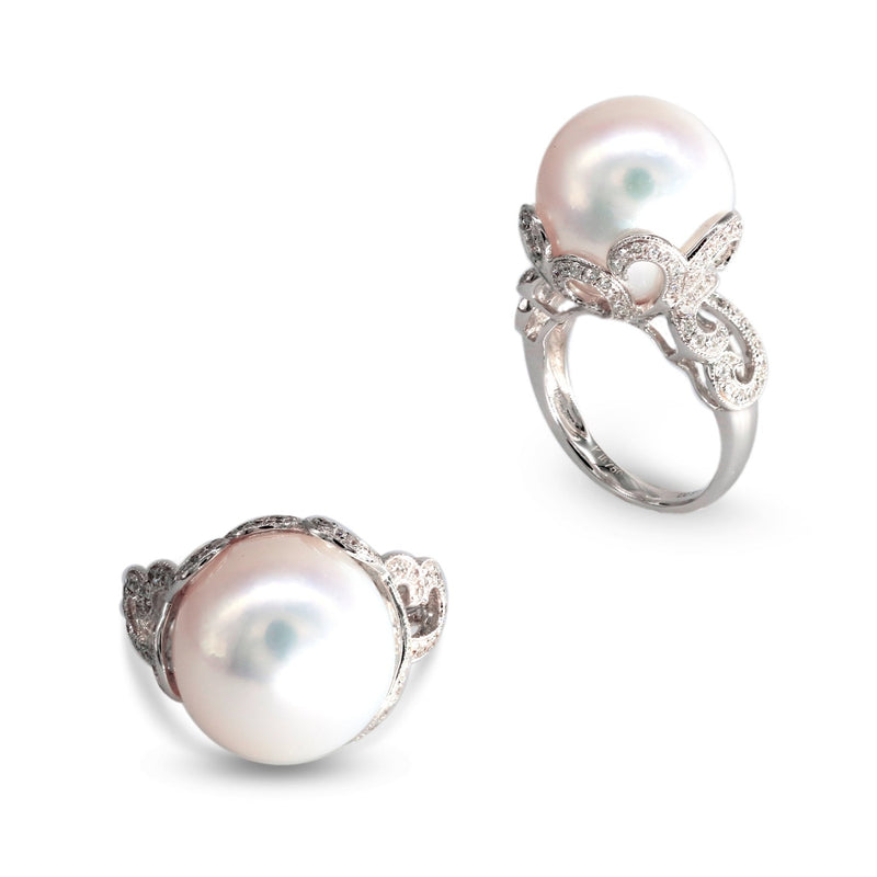 elegant pearl diamond ring