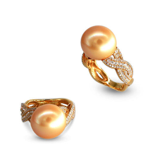gold rush pearl diamond ring