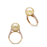 Golden South Sea Pearl Yellow Gold Ring with Diamonds