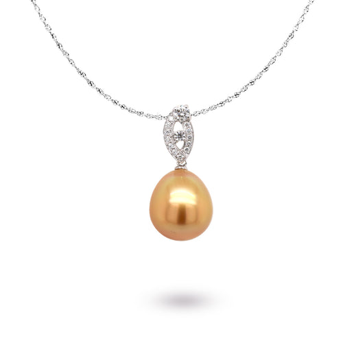 golden south sea pearl diamond pendant