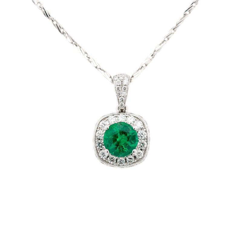 emerald diamond pendant