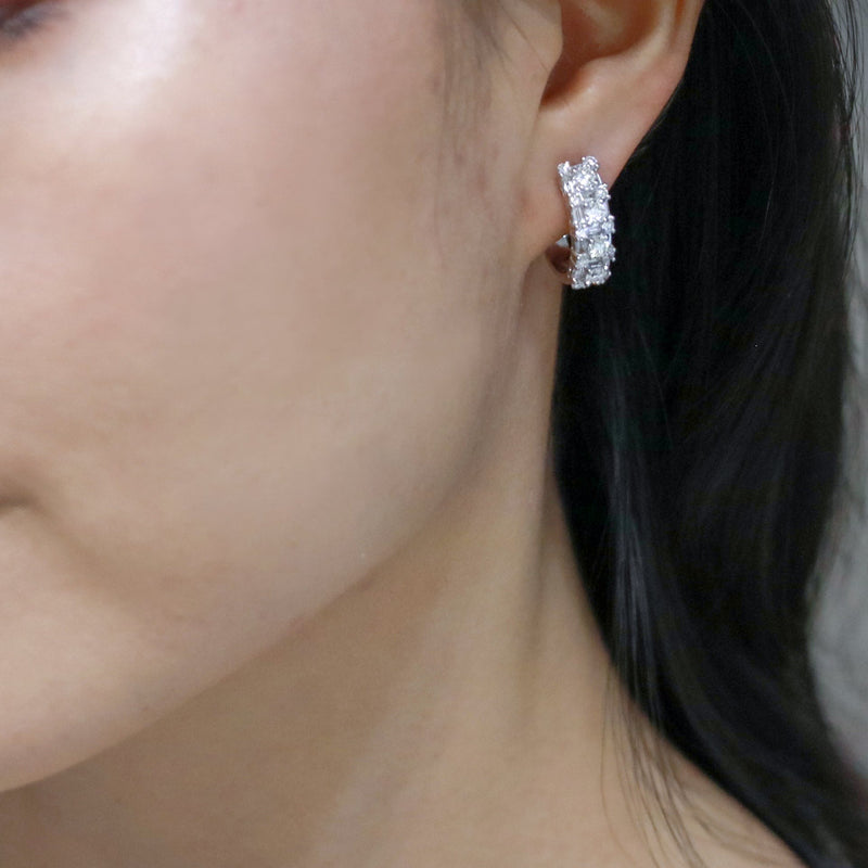 mix step diamond earrings